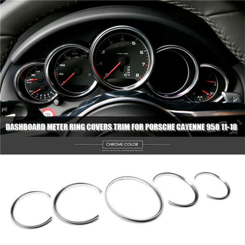 2X for  Cayenne 958 2011-2018 Silver Car Dashboard Meter  Covers Trim Interior Decoration 2