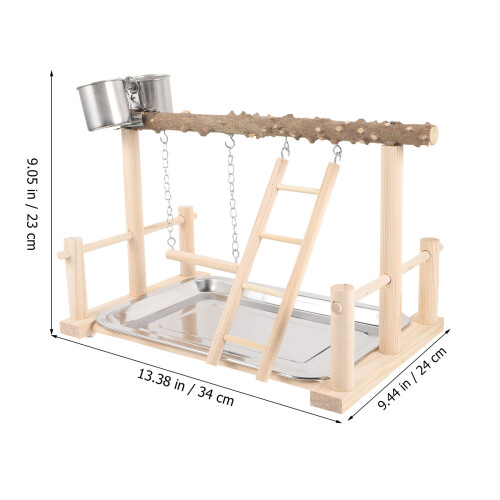 1Ensemble Perchoir Perroquet En Bois Naturel Pour Cage 1