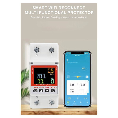 WIFI Circuit Breaker Remote Control  Adjustable Overload Voltage Leakage Current Temperature Protective Timer 1