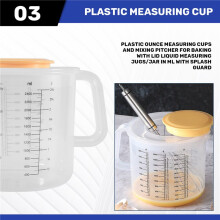 Plastic Ounce Measuring Cups and Mixing Pitcher for Baking with Lid Liquid Measuring Jugs/Jar in Ml with Guard
