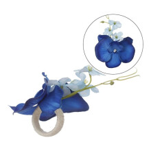 6 STKS Handgemaakte Orchidee Bloem Servetringen Blauwe Bloem Houders Handwerk Servet Gespen Ringen voor Bruiloft Tafel Decor