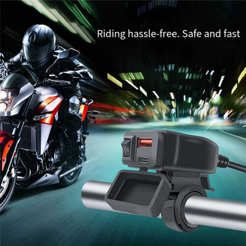 Motorcycle Usb Fast Cellular Charger Waterproof Type C Port Socket Connector with Cell Mobile Voltmeter Digital Charge 2