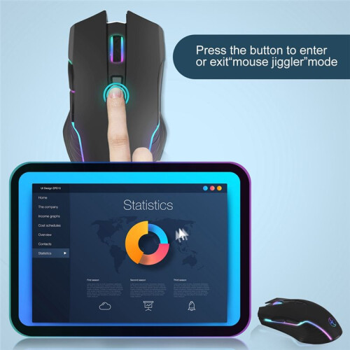 Wireless Gaming Mouse Mover Mouse Jiggler with /Off Button Keep Computer Awake Quiet Click Rechargeable Optical Mouse