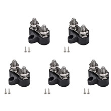 5X Bornier Goujons M8 48V Bloc de Jonction Bus Bar Double Heavy Duty Goujon de Distribution D'Alimentation pour Camion RV Bateau, Noir