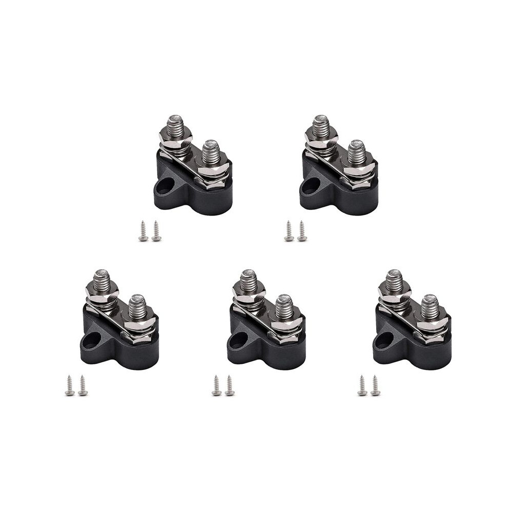 5X Terminal Block Studs M8 48V Junction Block Bus Bar Dual Heavy Duty Power Distribution Stud For Truck Rv Boat,Black 4711634106384