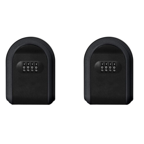 2X Key Safe Box  4 Digit Combination Outdoor Key Security Storage Case Key Lock Box Wall Mounted,Black