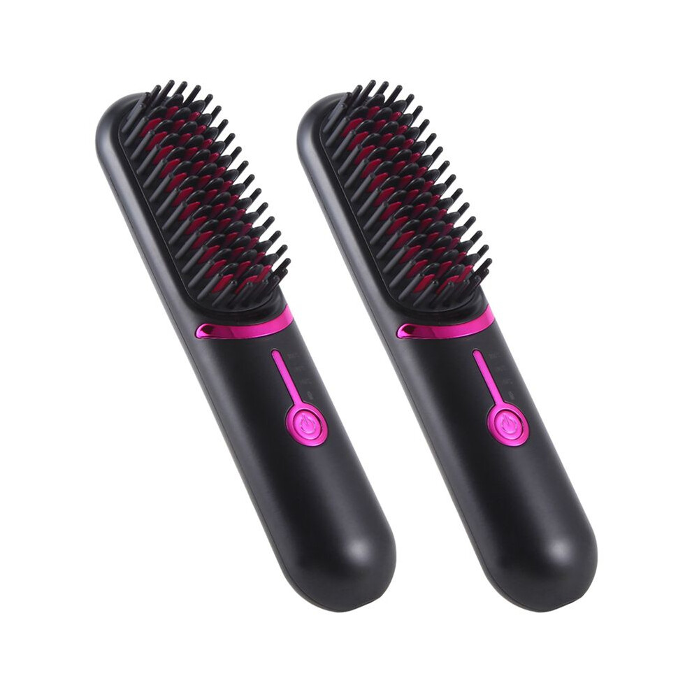 2X Electric Hair Brushes Wireless Hair Straightener Brush for Rechargeable Hair Straightener Cordless Heating Comb