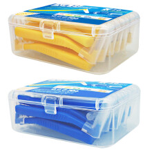 2 Box L Shape Push-Pull Interdental Brush Oral Care Teeth Orthodontic Toothpick - Yellow 0.7Mm & 1.0-1.2Mm