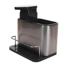 3in1 Kitchen Soap Dispenser Sponge Holder Dish Soap Dispenser Stainless Steel Sink Organizer Tray Rustproof Drainer Rack
