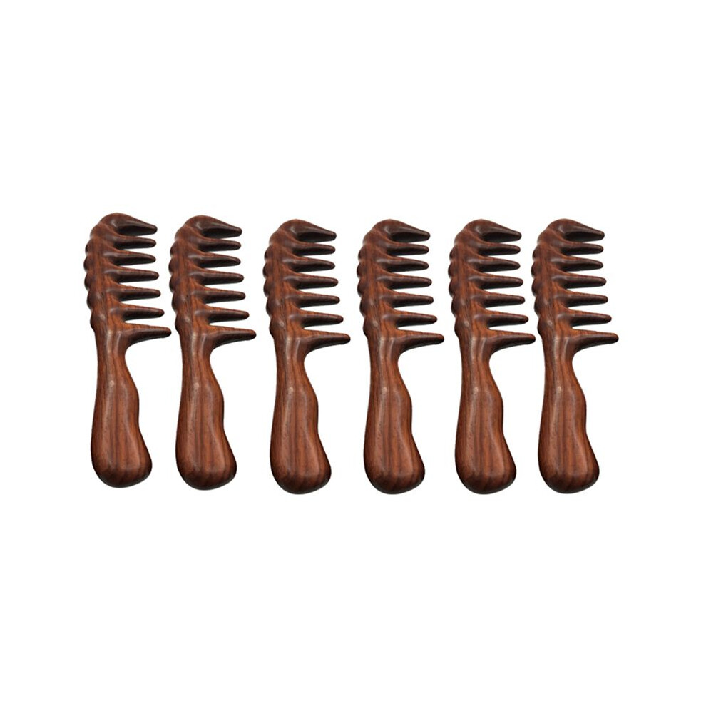 Unisex 6X Hair Comb For Detangling - Wide Tooth Wood Comb For Curly Hair - No Static Natural Wooden Sandalwood Comb