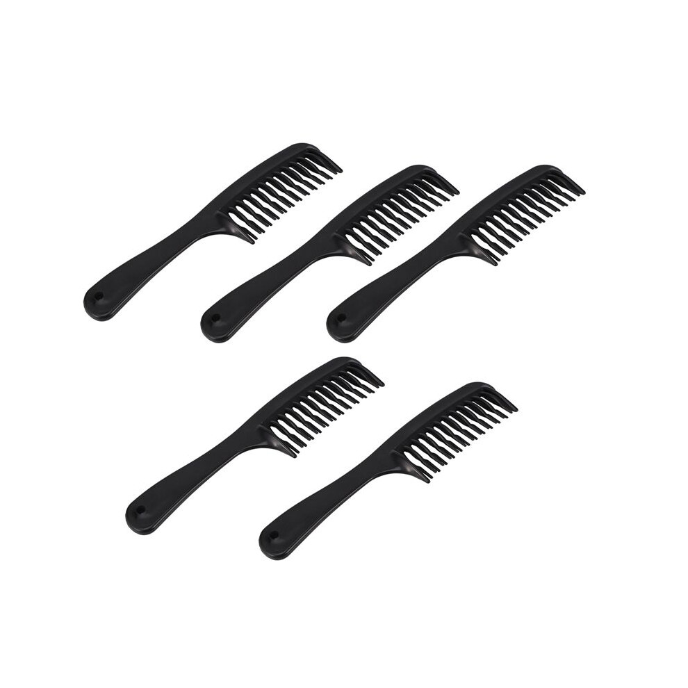 Black 5X Double Row Tooth Detangler Hair Comb Shampoo Comb With Handle For Long Curly Wet Hair