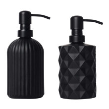Dispensador de JabóN Negro Mate de 2 Piezas, Juego de Dispensador de JabóN de Manos de Vidrio de 13.5 Oz / 11 Oz para BañO y Cocina, Dispensador de