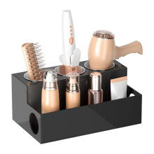 Haargereedschap Organizer FöHnhouder Aanrecht FöHn Stand Opbergruimte voor Ijdelheid Badkamer met 3 Kopjes Zwart