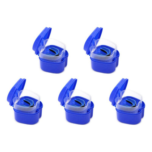 5X Dark  Denture Case, Denture Cup with Strainer, Denture Bath Box False Teeth Box with Basket Net Container Holder