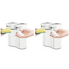 2X Automatic Soap Dispenser Wall Mounted,Touchless Double Foaming&Liquid Soap Dispenser,2x14Oz, for Commercial or Home