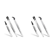 6 Pcs Rubber Tipped Tweezers, 6Inch Straight Flat Tweezers & 6Inch Bent Tip Tweezers & 4.7Inch Pointed Tweezers