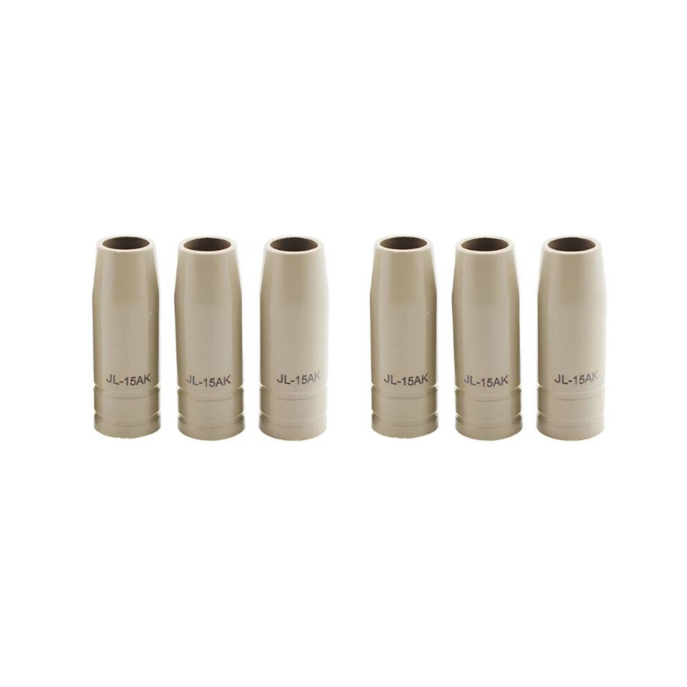 6Pcs 15Ak Coating Protection Nozzle Torch Gas Nozzle Tip 15Ak Non-Stick Welding Slag Welding Torch Nozzle Euro Style 4712976371331