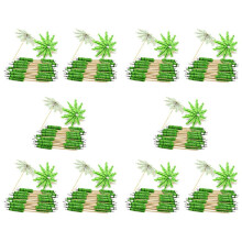 10X Green Coconut Tree Toothpicks Paper Umbrellas Toothpicks Handmade Cocktail Parasol Sticks for Cocktail Decorations