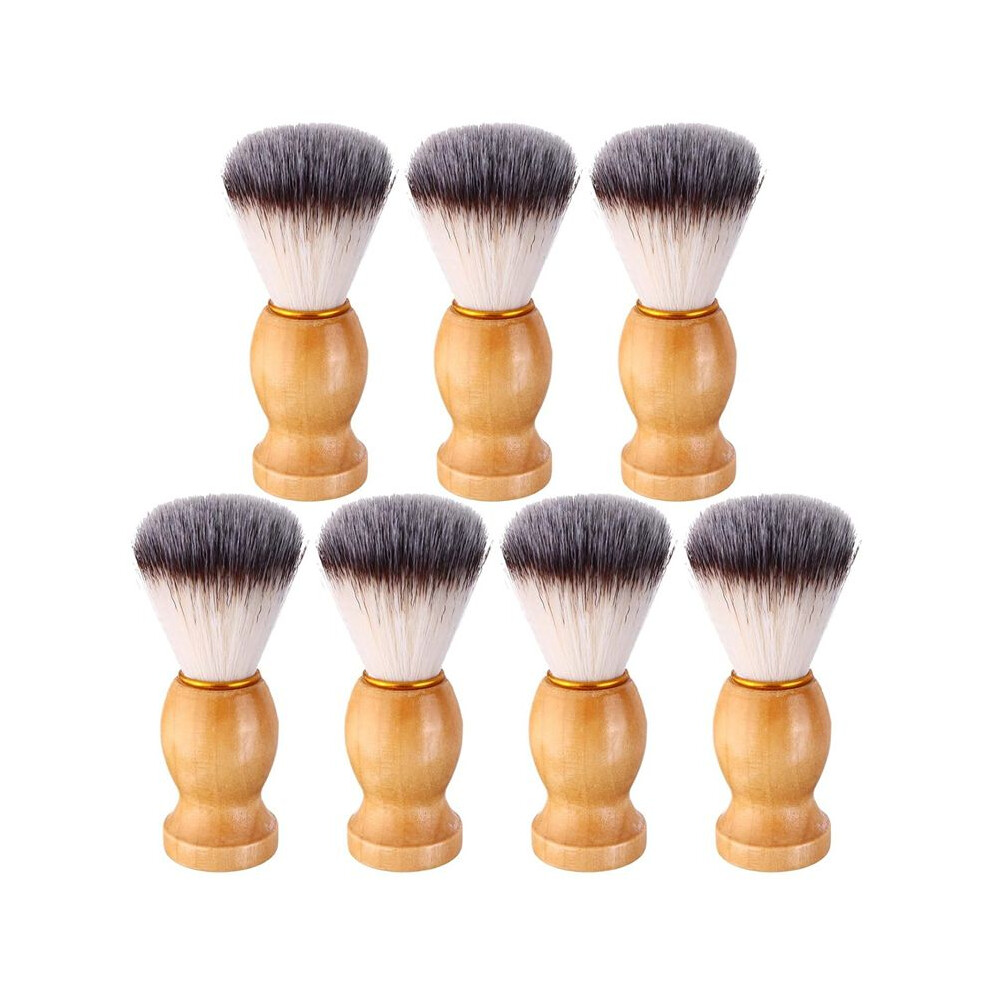 7Pcs Men Shaving Brush Wood Handle, Salon Tools Hand Crafted Shaving Brush Wood Handle Shave Brushes Hair Brush