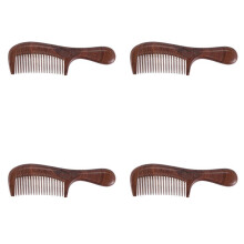 4X Unisex Sandalwood Comb Women Men Home Travel Wood Anti-Static Fine-Tooth Comb Wooden Handles Hair Comb