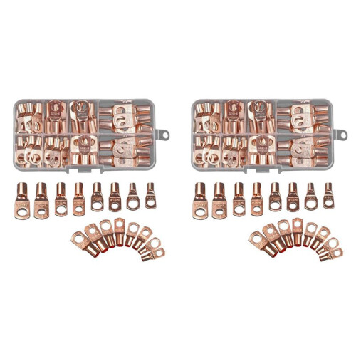 140pcs Wire Lug Connector Ring SC6-25 Copper Connectors Bare Cable Electric Crimp Terminal Connector Kit