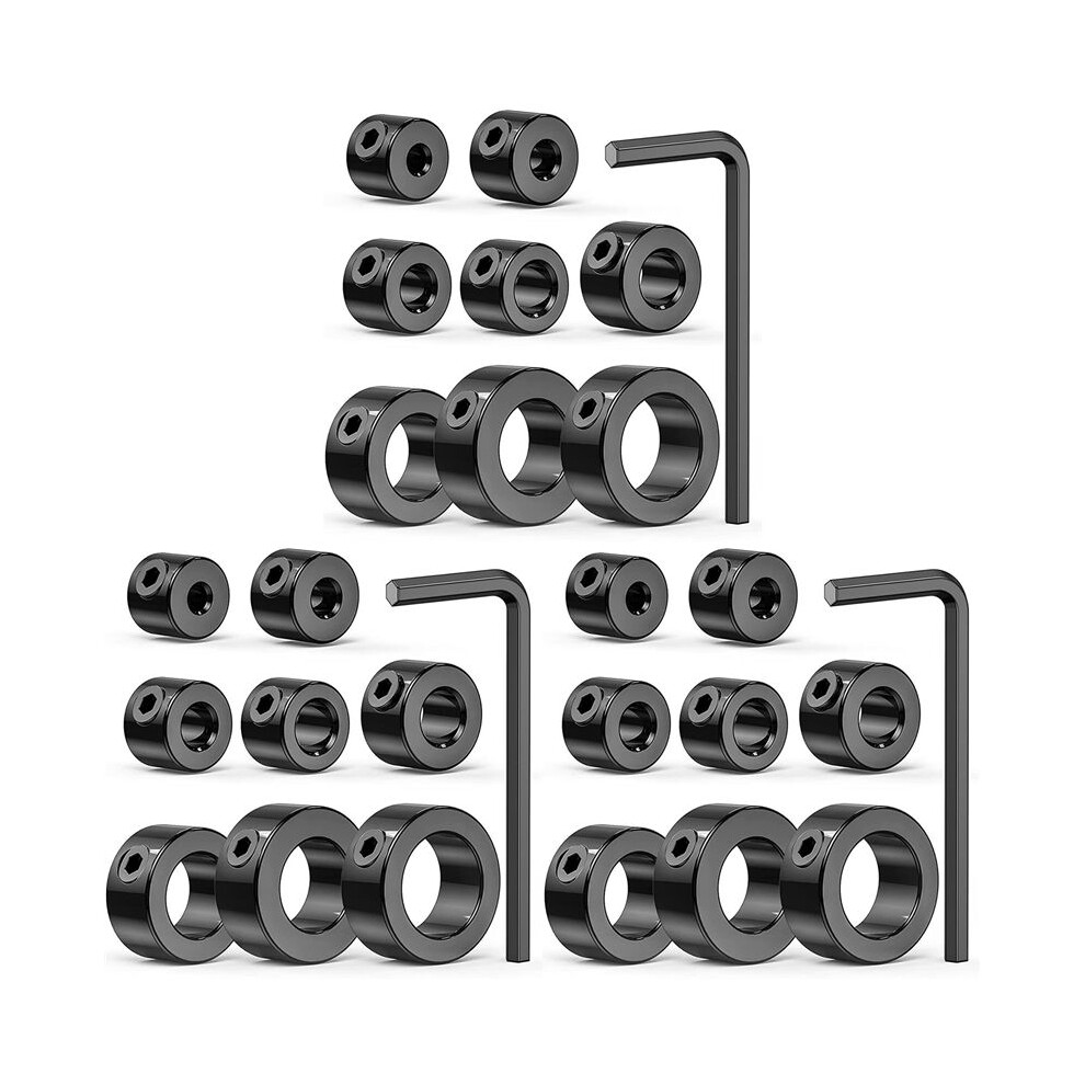 Drill Stop Bit Collar Set, 27Pcs Adjustable Drill Depth Stop Collar Limit Ring With Carbon Steel Set For Drill Bits 6033961393489