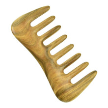 1Pcs Green Wide Tooth Hair Comb - Natural Wood Comb for Curly Hair - No Static for Massage Comb Detangling