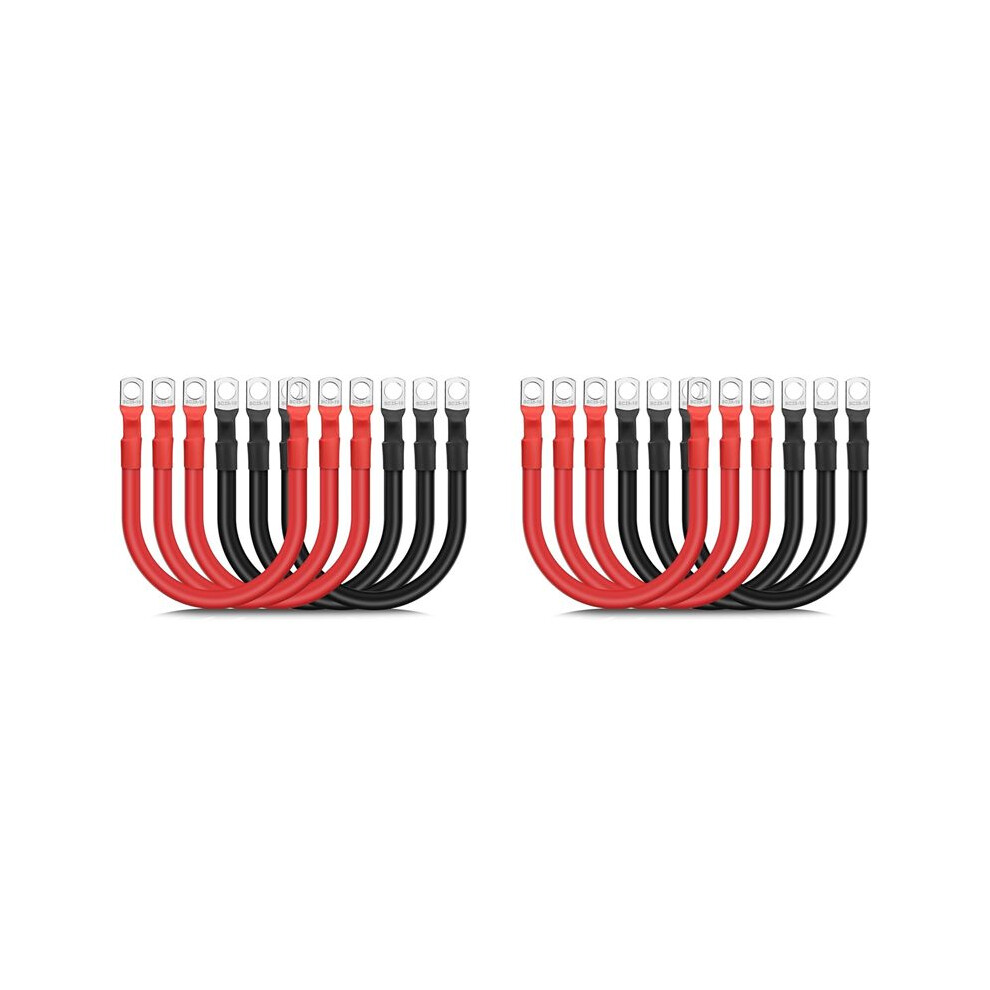 12Pcs 4 Awg Battery Cables,30Cm Marine Battery Inverter Cables Set, With 3/8In Tinned Copper Lugs,For Automotive Solar 4713332348851