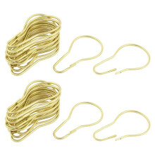 40 Pieces Gold Tone Calabash Design Shower Curtain Rings Hooks Metal Bathroom