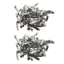 100 Pcs 50mm Metal French Barrettes Hair Clips Bows - Silver