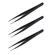 3X Black Metal Straight  Tip Tweezer