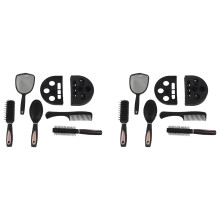 10Pcs Spazzola per Capelli Set Pettine Donna Donna Cura Dei Capelli Massaggio Spazzola per Capelli con Specchio E Supporto Rosa