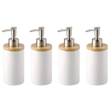 4X 400Ml Ceramic Soap Dispenser, Nordic Style, Lotion Dispenser Soap Dispenser for Kitchen and Bathroom -White