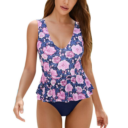 Μαγιό για γυναίκες δύο τεμαχίων Tankini Plus Size Σουτιέν με έλεγχο κοιλιάς, χωρίς ραφές,