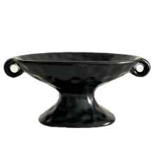 1Pc Ceramic Double-Eared Soap Dish,Retro Double-Eared Soap Dish High-Foot Tray for Home Decoration,Bathroom Soap Storage Black