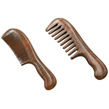 2Pcs Sandalwood Wide Tooth Comb Curly Hair Portable Coarse Tooth Wooden Comb Hair Massage Tool, Fine & Coarse