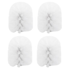 Replacement Spare Bathroom Accessory Plain Plastic Toilet Cleaning Brushes  Holders White (4x White Heads)