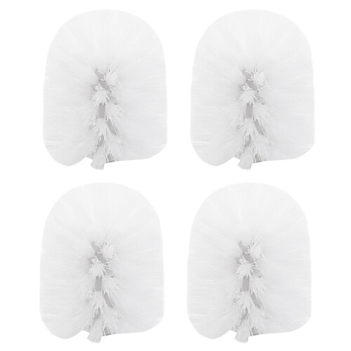 Replacement Spare Bathroom Accessory Plain Plastic Toilet Cleaning Brushes  Holders White (4x White Heads)