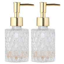 2X Mehrzweck-Mesa-Seifenspender Leicht zu Reinigender Seifenpumpenspender Aus Glas, Perfekt für KüChe und Bad (Gold)