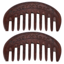 2X En Bois Peigne En Bois Cheveux Peigne Peigne Naturel- Massage (Dent Large de La Fleur)