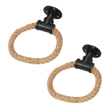 2X Anillo de Toallero Vintage Soporte de Toallas de Montaje en Pared de Estilo Industrial Cuerda de CáñAmo de Tubería