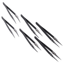 Black Ceramic Tweezers Set - Antistatic,Anticorrosion,Antimagnetic,Highly Heat Resistant(6Pack)