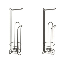 2X Floor Standing Paper Roll Towel Holder Stand Organizer Toilet Paper Rack Bathroom Vertical Storage Bask