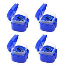 4X Dark Denture Case, Denture Cup with Strainer, Denture Bath Box False Teeth Storage Box with Basket Net