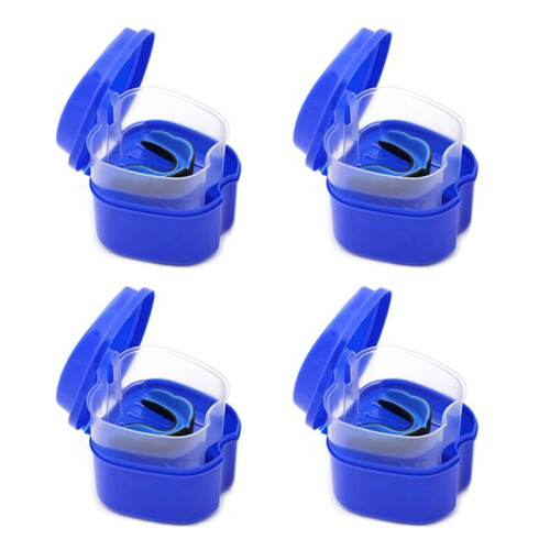 4X Dark  Denture Case, Denture Cup with Strainer, Denture Bath Box False Teeth Storage Box with Basket Net