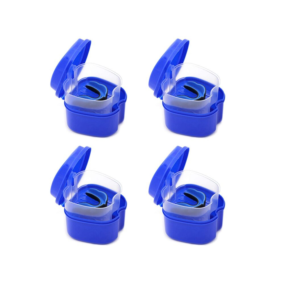 Dark 4X Denture Case, Denture Cup With Strainer, Denture Bath Box False Teeth Storage Box With Basket Net
