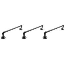 3X Toallero Industrial Vintage de Tubo Toallero de Metal Montado En La Pared Bar Accesorios para Colgar En El Baño Negro