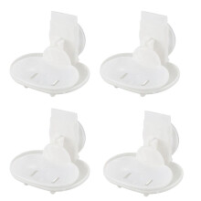4X Double Soap Dish Strong Suction Soap Holder Cup Tray for Shower Bathroom (White)
