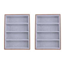 2X Sunglasses Display Glasses Cases 4 Grids Sunglasses Display Box Glasses Display Jewelry Organizer Tray - Brown