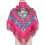 Flower Pattern Square Scarf With Tassels Trim-rose red 1